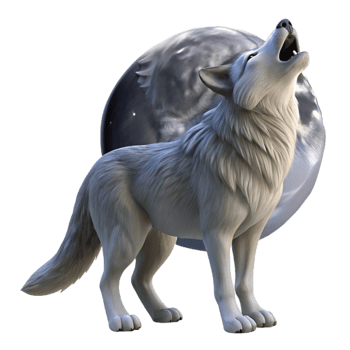 elegant rustic A Lone Wolf Howling at the Full Moon premium png