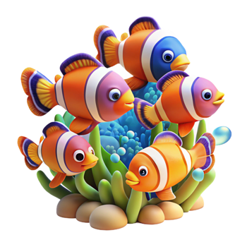 extraordinary traditional A School of Colorful Clownfish Swimming detailed png