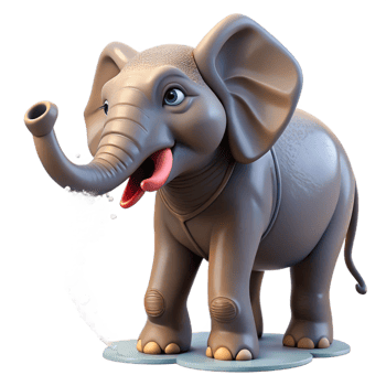 serene modern A Majestic Elephant Spraying Water with 4K png