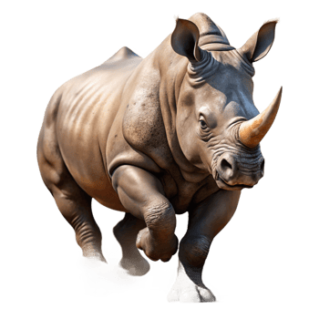 wonderful classic A Powerful Rhinoceros Charging Through genuine png