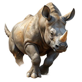 wonderful minimalist A Powerful Rhinoceros Charging Through detailed png
