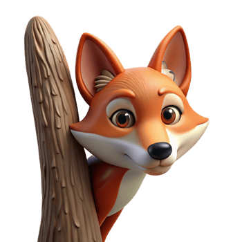 vibrant classic A Sly Fox Peering out from Behind a Tree original png