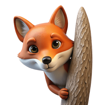 magnificent abstract A Sly Fox Peering out from Behind a Tree high quality png