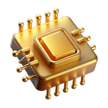 serene artistic A Levitating Microchip with Complex Gold authentic png