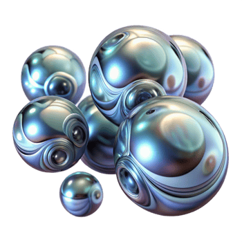 extraordinary abstract Floating Orbs of Liquid Mercury premium png