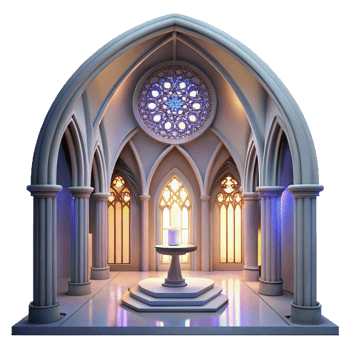 vibrant vintage Gothic Cathedral Interior Stained Glass professional png