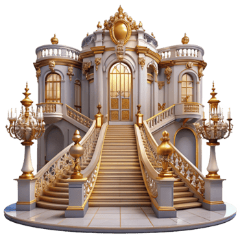 wonderful modern Baroque Palace Grand Staircase Gilded high quality png