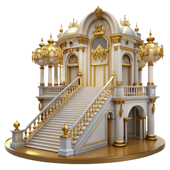 vibrant rustic Baroque Palace Grand Staircase Gilded detailed png
