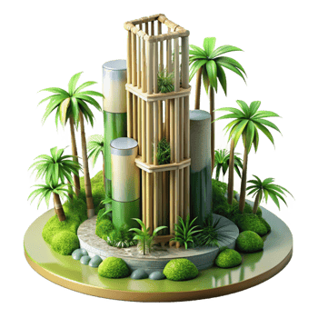 impressive classic Bamboo Skyscraper Sustainable Design detailed png