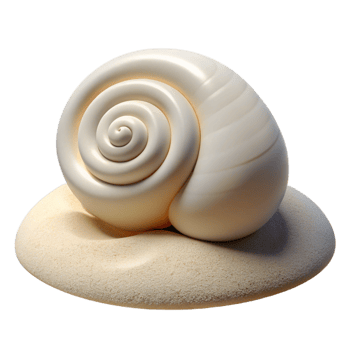 vibrant traditional A Spiral Seashell Resting on White Sand detailed png