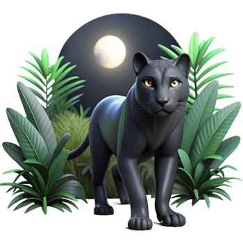 beautiful modern A Sleek Black Panther Stalking Through a high resolution png