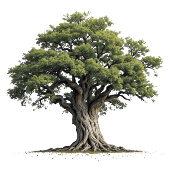 An old tree with a large trunk and leaves png