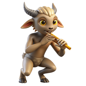 vibrant rustic A Mischievous Satyr with Goat Legs and a detailed png