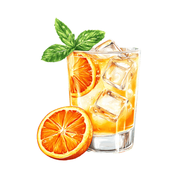 Orange fresh lemonade with ice in a glass. Carbonated drink, fruit drink, cold summer soft drink png