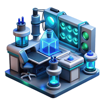 dramatic classic A Futuristic Laboratory Filled with detailed png