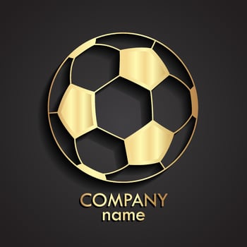 3d football ball shape golden logo soccer sport symbol vector