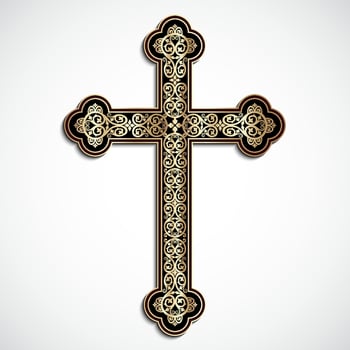 golden ornamental elegant cross vector