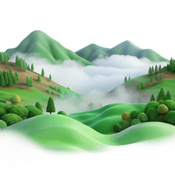 vibrant contemporary A Lush Green Valley Shrouded in Mist high resolution png