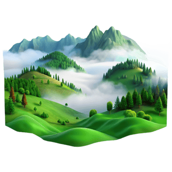 elegant abstract A Lush Green Valley Shrouded in Mist professional png