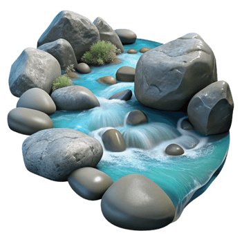 magnificent vintage A Babbling Brook Flowing over Smooth original png