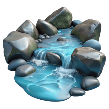 dramatic traditional A Babbling Brook Flowing over Smooth original png
