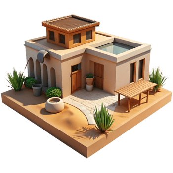magnificent abstract Desert Oasis House Rammed Earth Walls professional png