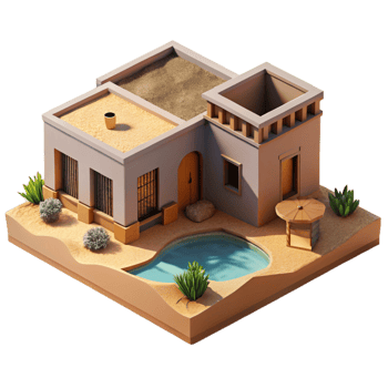 elegant abstract Desert Oasis House Rammed Earth Walls genuine png