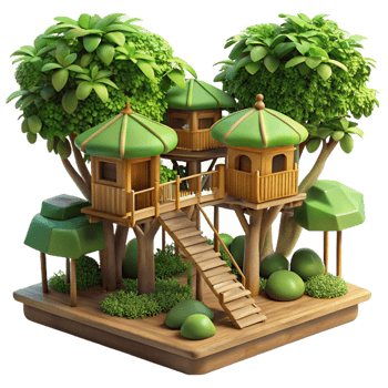 beautiful vintage Treehouse Village Interconnected Wooden detailed png