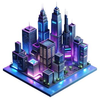 impressive rustic Cyberpunk Cityscape Towering 4K png