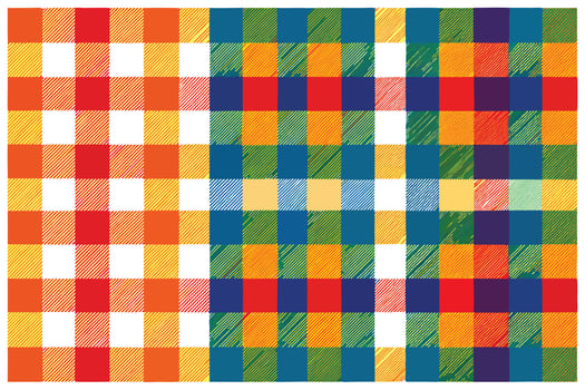 Colorful Plaid Patterns with Red, Yellow, Orange, Blue, and Green Squares Fabric Style vector