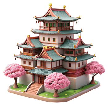 stunning classic Traditional Japanese Castle Tiered genuine png