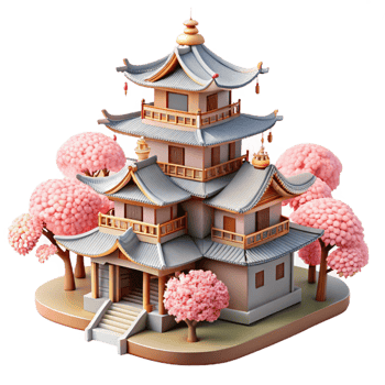 vibrant traditional Traditional Japanese Castle Tiered authentic png