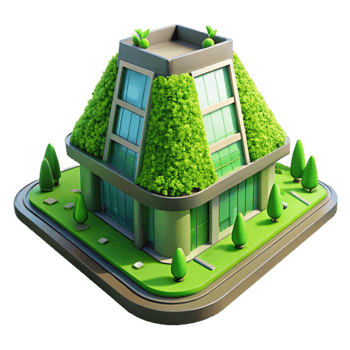 elegant minimalist Green Roof Skyscraper Covered in exclusive png