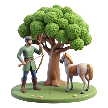 serene modern A Wise Centaur Teaching Archery to a 4K png