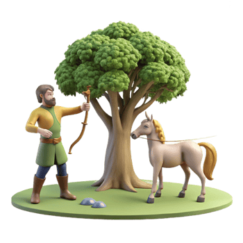 elegant artistic A Wise Centaur Teaching Archery to a authentic png