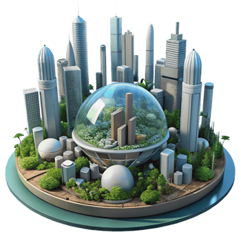 vibrant abstract A Futuristic City Built Within a Giant professional png