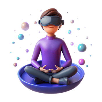 stunning vintage A Lone Figure Meditating in a Virtual premium png