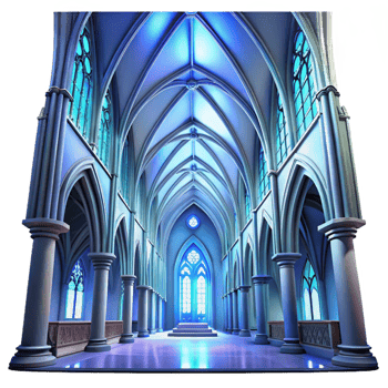 magnificent modern Gothic Cathedral Interior Towering premium png