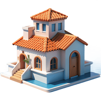 impressive contemporary Mediterranean Villa Whitewashed Walls 4K png