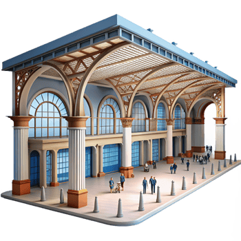 dramatic minimalist Train Station Grand Hall Arched high quality png