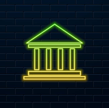 neon style. Historical Bank Government Building Illustration vector