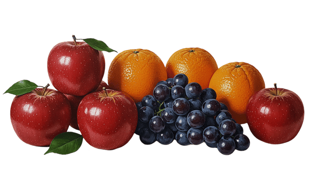 Assorted fresh fruits on transparent background png