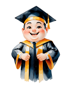 A cartoon character wearing a graduation gown and cap png
