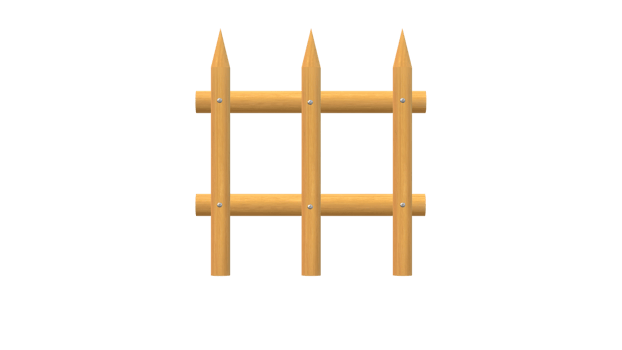 wooden fence with three spikes on it, isolated on transparent background png