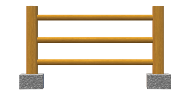 a wooden fence with two posts on a transparent background png