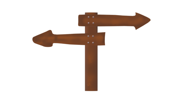 a wooden sign pointing in two different directions png