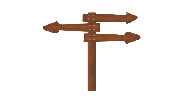 a wooden signpost with arrows pointing in different directions png