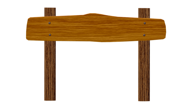 wooden sign on a wooden post on a transparent background png