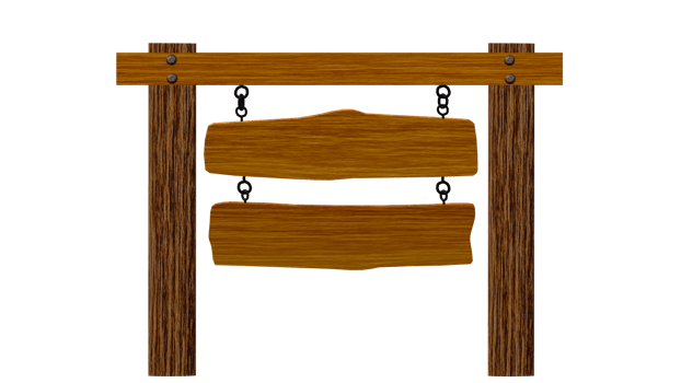 wooden sign hanging wooden post png