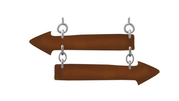 two wooden arrows hanging png